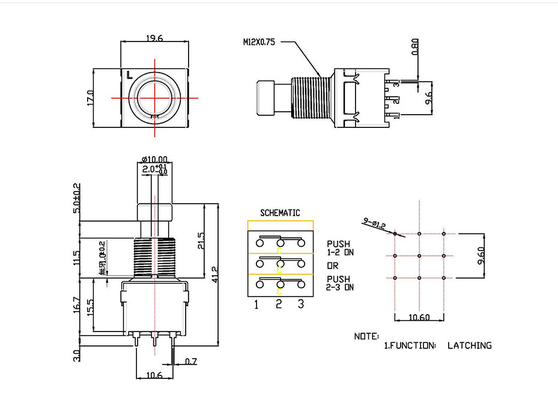 17mm 12mm गिटार फुट स्विच 2A 250VAC गिटार Pcb रोटरी